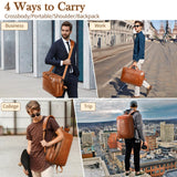 Faux Leather Messenger Bag for Men | 17 - 17.3 Inch Leather Mens Laptop Bag Leather Briefcasen Convertible Backpack 3 in 1 Computer Handbags Work Bag Shoulder Crossbody Bag Office | Vintage Brown