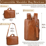 Faux Leather Messenger Bag for Men | 17 - 17.3 Inch Leather Mens Laptop Bag Leather Briefcasen Convertible Backpack 3 in 1 Computer Handbags Work Bag Shoulder Crossbody Bag Office | Vintage Brown