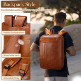 Faux Leather Messenger Bag for Men | 17 - 17.3 Inch Leather Mens Laptop Bag Leather Briefcasen Convertible Backpack 3 in 1 Computer Handbags Work Bag Shoulder Crossbody Bag Office | Vintage Brown