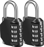 Fayleeko Combination Lock, 4 Digit Padlock for School Gym Sports Locker, Fence, Toolbox, Case, Hasp Cabinet Storage (2 Pack, Black)