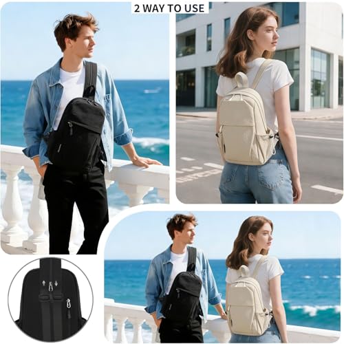 FEDESERN Carbon Lined Backpack,Waterproof Zipper Sling Backpack,Travel Chest Shoulder Bag,Lightweight Unisex Crossbody Casual Daypack for Men & Women (Black)