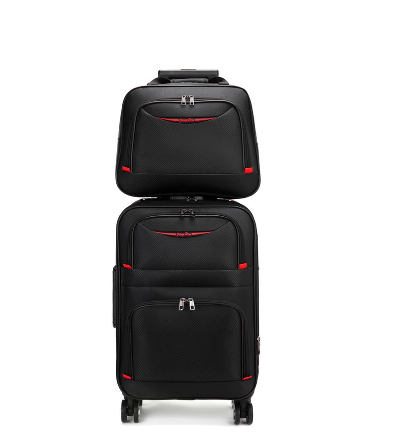 feilario 20in 2 Piece Softside Business Luggage Sets Waterproof Carry On Luggage Suitcase with Double Spinner Wheels