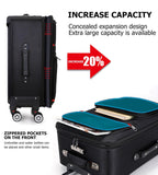 feilario 20in 2 Piece Softside Business Luggage Sets Waterproof Carry On Luggage Suitcase with Double Spinner Wheels