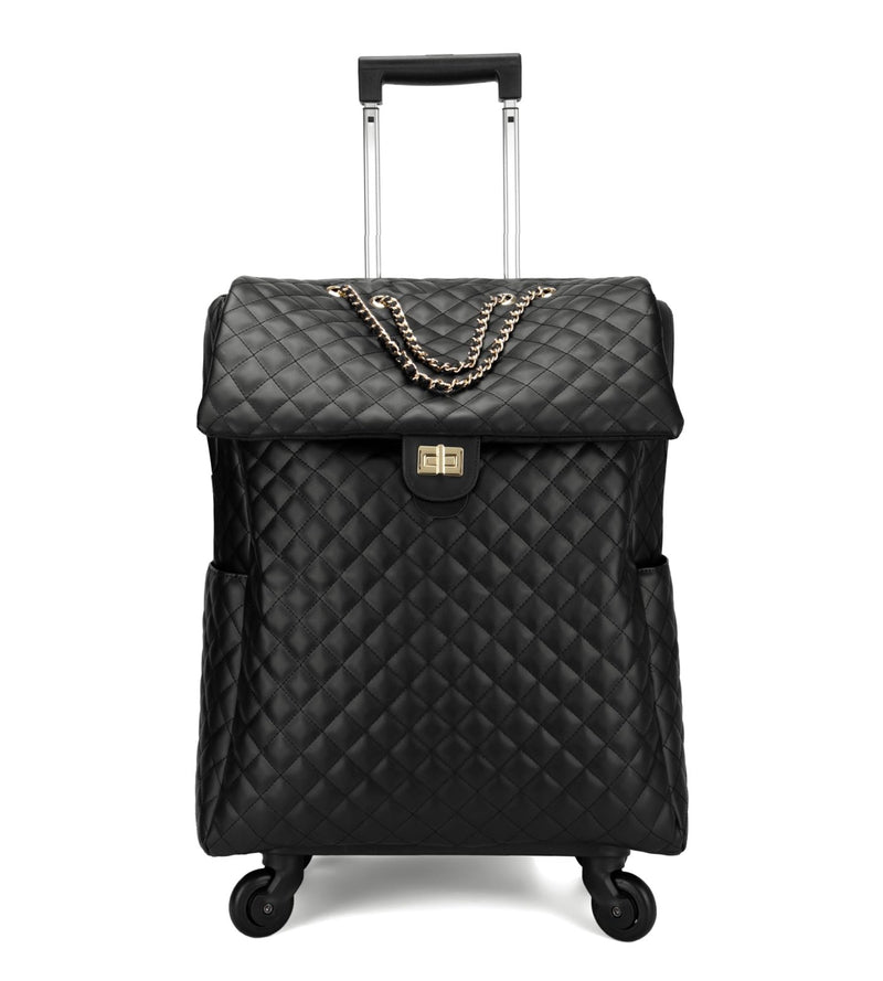 feilario 21in Leather Softside Underseat Carry on Suitcases Travel Duffel Bag with 4 - rolling Spinner Wheels