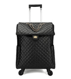 feilario 21in Leather Softside Underseat Carry on Suitcases Travel Duffel Bag with 4 - rolling Spinner Wheels