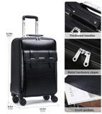 feilario Business Spinner Wheels Luggage PVC Leather Waterproof Carry - On Suitcase Aluminum Alloy Handle Soft Shell Luggage with TSA Lock (Black, 20in)