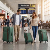 FELICIFE Softshell Luggage, Expandable 4 Piece Set (20/24/28/32 Inch) Suitcase, Softside Lightweight Luggage Travel Set, Exterior Pockets Multiple Compartments (Dark Green)