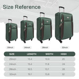 FELICIFE Softshell Luggage, Expandable 4 Piece Set (20/24/28/32 Inch) Suitcase, Softside Lightweight Luggage Travel Set, Exterior Pockets Multiple Compartments (Dark Green)