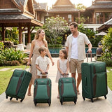 FELICIFE Softshell Luggage, Expandable 4 Piece Set (20/24/28/32 Inch) Suitcase, Softside Lightweight Luggage Travel Set, Exterior Pockets Multiple Compartments (Dark Green)