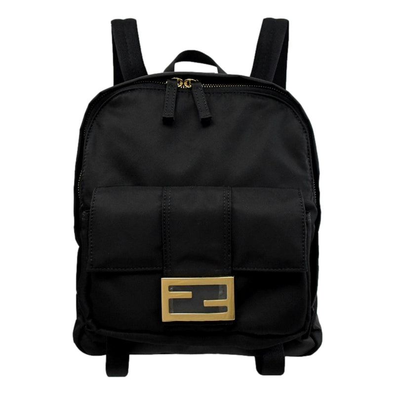 FENDI Baguette Logo Backpack, Black Nylon, Backpack for Women 8BZ048