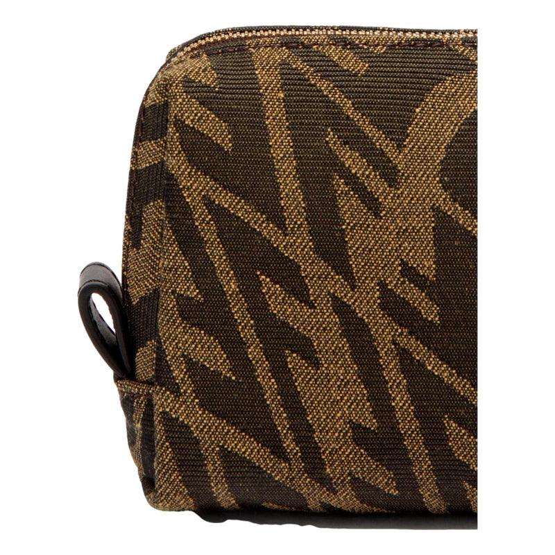 FENDI FF Vertigo Brown Coated Canvas Small Beauty Pouch 8N0179