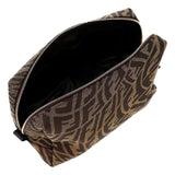 FENDI FF Vertigo Brown Coated Canvas Small Beauty Pouch 8N0179