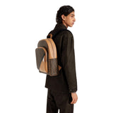FENDI Men's FF Logo Backpack with Diagonal Pattern, Brown