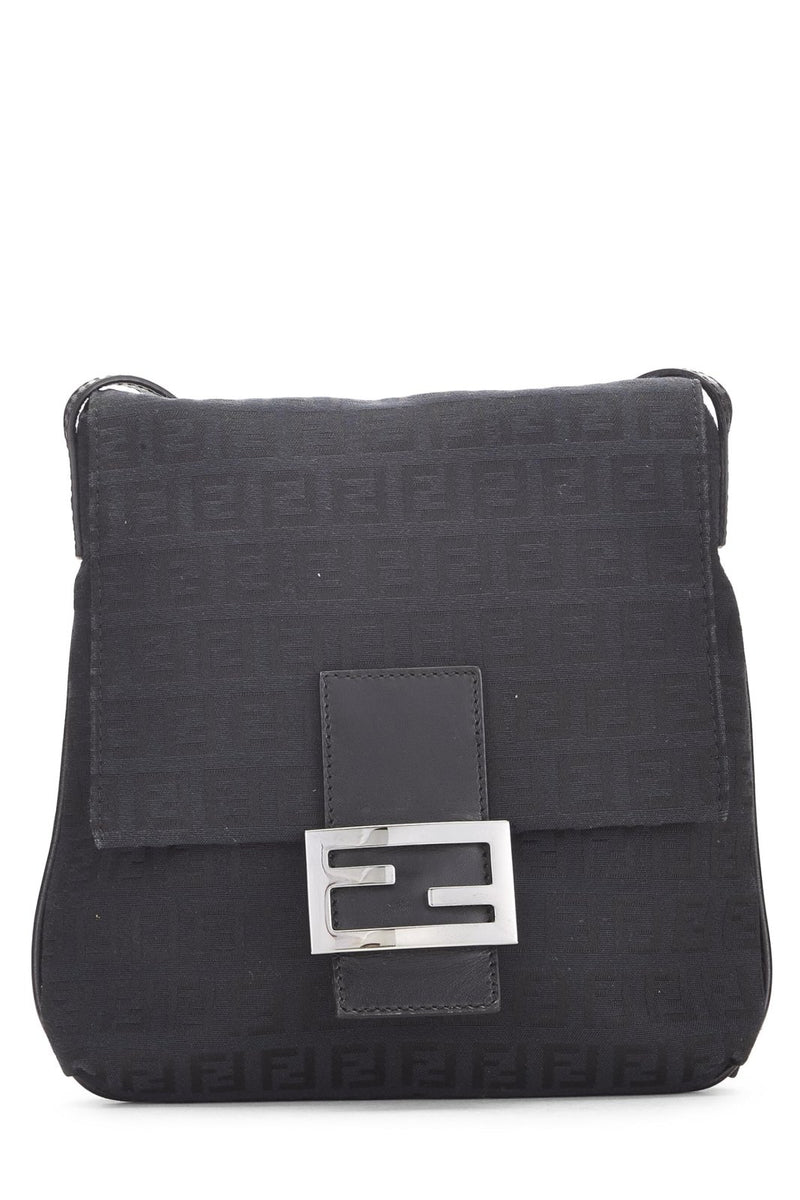 Fendi, Pre - loved Black Zucchino Canvas Tube Messenger Bag Small, Black