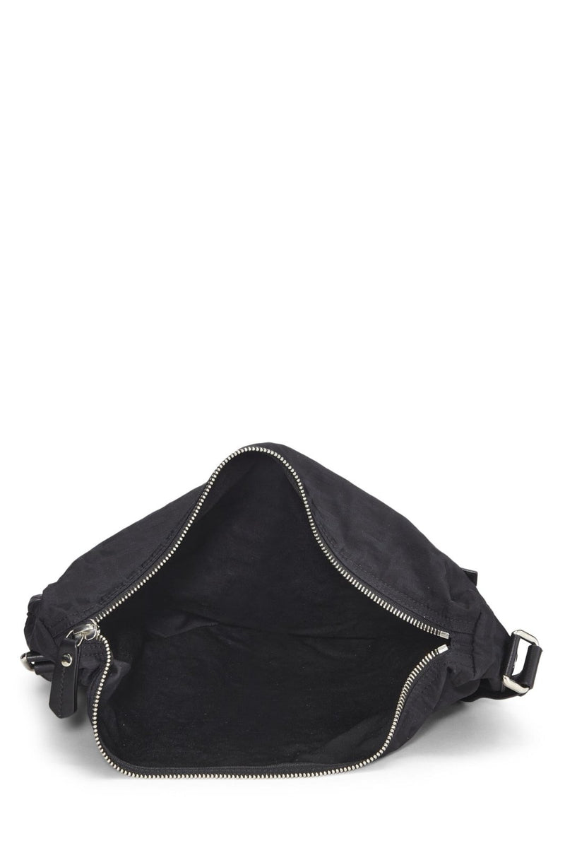 Fendi, Pre - loved Black Zucchino Nylon Messenger Bag, Black