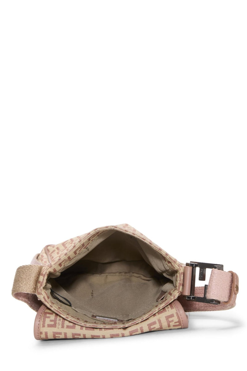 Fendi, Pre - loved Pink Zucchino Canvas Messenger Bag, Pink