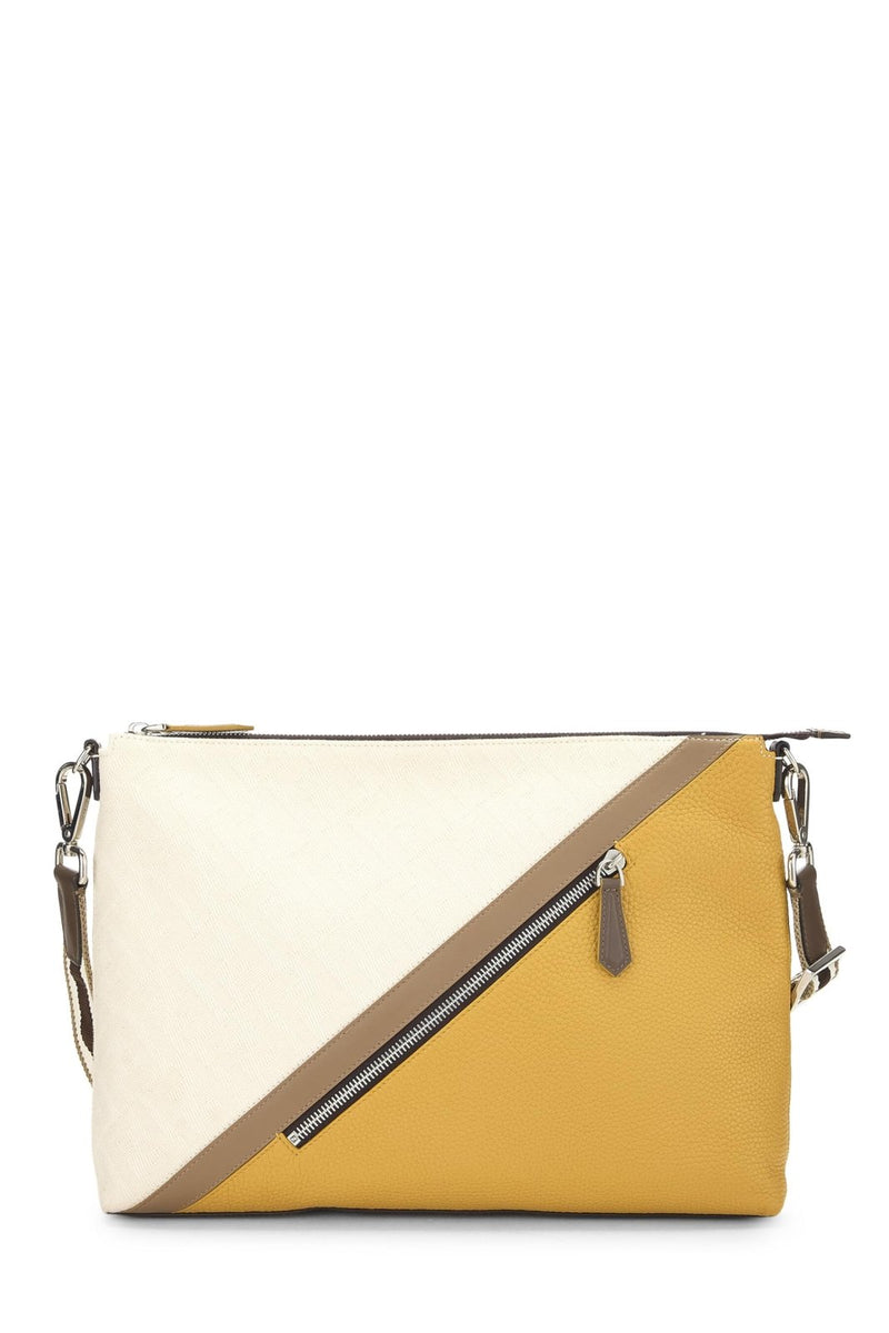 Fendi, Pre - loved Yellow Zucca Zip Messenger, Yellow