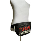 FENDI Roma Fendigraphy Nero & Rosso Leather Belt Bag for Women, Waist Bag, Made in Italy 7VA562