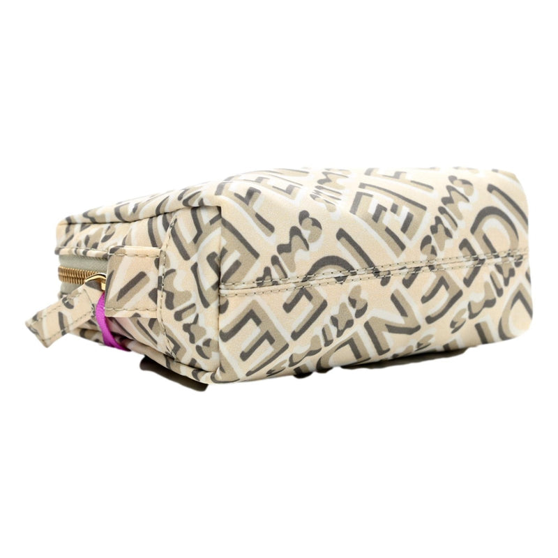 FENDI Skims Nylon Avorio Small Beauty Pouch Ivory Logo Cosmetic Bag with Zip Closure
