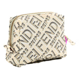 FENDI Skims Nylon Avorio Small Beauty Pouch Ivory Logo Cosmetic Bag with Zip Closure