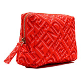 FENDI Skims Nylon Tulipano Small Beauty Pouch Coral Red Pink Logo Cosmetic Bag with Zip Closure New