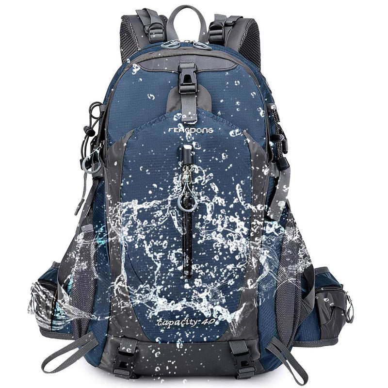 FENGDONG 40L Waterproof Lightweight Outdoor Daypack Hiking,Camping,Travel Backpack for Men Women Blue