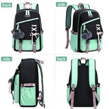FENGDONG Teenage Girls Bookbag school Backpack Children Casual Daypack Schoolbag for Teens Green