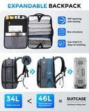 Fenree.geer 17.3 Inch Travel Laptop Backpack for Men, Water Resistant Carry On Backpack with USB Port, Expandable Computer Daypack, Grey Business Backpack for College/Work