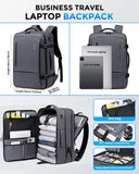 Fenree.geer 17.3 Inch Travel Laptop Backpack for Men, Water Resistant Carry On Backpack with USB Port, Expandable Computer Daypack, Grey Business Backpack for College/Work