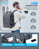 Fenree.geer 17.3 Inch Travel Laptop Backpack for Men, Water Resistant Carry On Backpack with USB Port, Expandable Computer Daypack, Grey Business Backpack for College/Work
