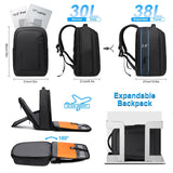 Fenree.geer Business Travel Backpack for Men, Expandable Water Resistant 17 Inch Laptop Backpack with USB Port, Black Computer Backpack for College/Work