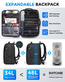 Fenree.geer Travel Backpack for Men, Flight Approved Carry On Luggage Backpack with USB Port, Water Resistant Expandable Computer Daypack, 17.3 Inch Black Business Laptop Backpack for College/Work