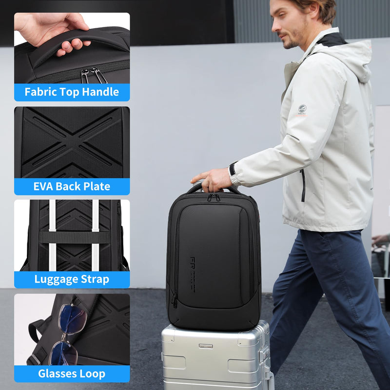 FENRUIEN Expandable Laptop Backpack for Men, 15.6 Inch USB Charging Work Backpack for Business/Commute/Travel