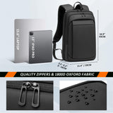 FENRUIEN Work Backpack for Men, Water Resistant Expandable Backpack with USB C Charging Port, Black 15.6 Laptop Backpack