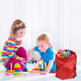 FEPITO 22 Pack Drawstring Bags String Backpack Bulk School Backpacks for Gym Traveling (Red)