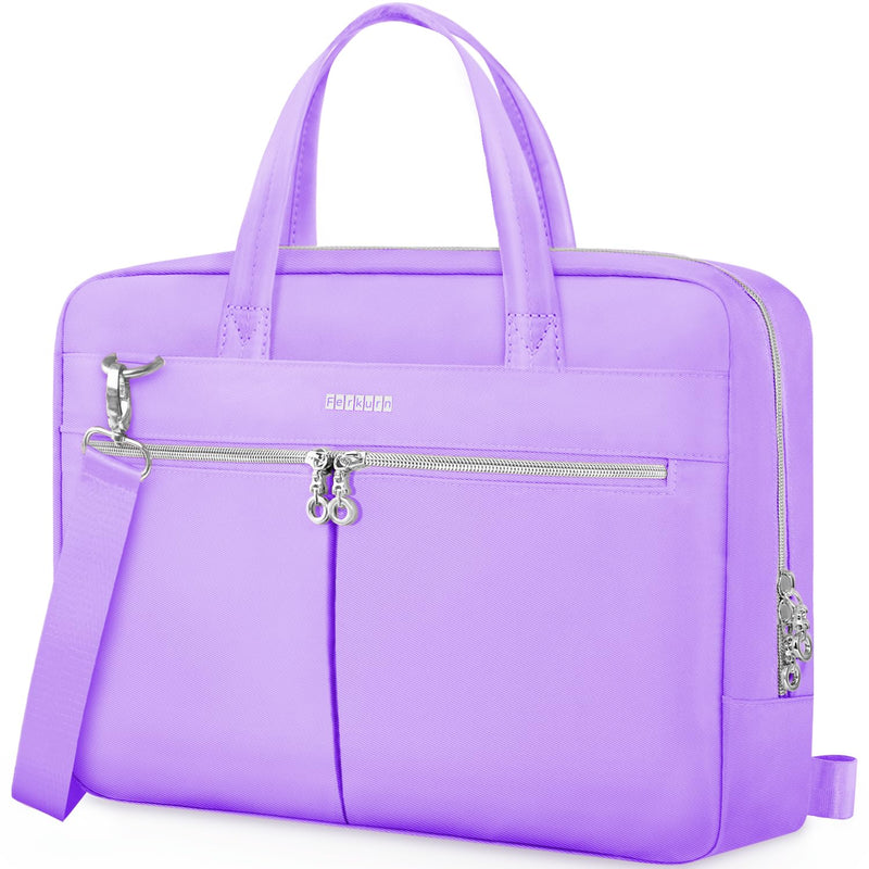 Ferkurn Laptop Bag Case Women Men Computer Bag Compatible with MacBook/HP/LG/Dell, Shoulder Strap Slim Carrying Messenger Briefcase, Purple, 15.6 - 16 Inch