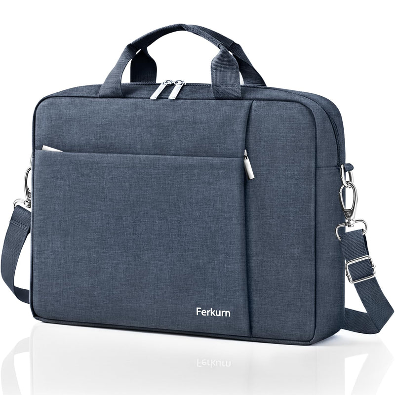 Ferkurn Laptop Case Sleeve 15.6 16 Inch Laptop Bag for Women Men Compatible with HP Envy Pavilion/Dell Inspiron XPS/Lenovo/Acer, Shoulder Strap Carrying Briefcase Computer Messenger Bag Case, Grey