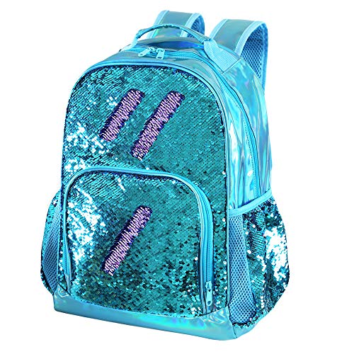 Fermido Holographic Kids Backpack Mermaid Sequin School Backpack for Little Girls Elementary Princess Glitter Bookbags(Teal) One_Size | Backpacks4Less