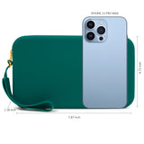 FFpaw Silicone Large Makeup Bag, Travel Toiletry Bag For Women Big Makeup Bag Organizer Portable Cosmetic Bag Zipper Pouch Purse Waterproof Makeup Storage Bag (Medium Green)