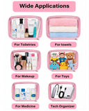 FFpaw Travel Clear Makeup Bag Set for Women, 3 Pack Travel Size Toiletry Bag with Zipper Small Makeup Pouch for Purse Waterproof Portable Cosmetic Case Compact Car Organizer Storage Bag (Pink Set)