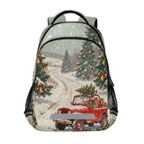 FFYHO Christmas Jeep Snow Scene Large School Backpacks with Chest Strap for Boys Girls Students,Lightweight Bookbags 17 Inch, Portable Casual Daypack Bags