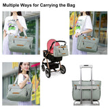 FHELAD Diaper Bag Tote, Large Tote Diaper Bag with 16" Laptop Compartment, Baby Bag with Insulated Pocket for Mam and Dad, Ideal for Travel, Work (Morandi Grey)