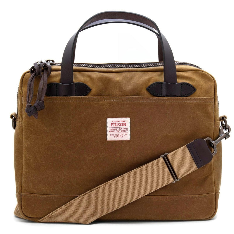 Filson Tin Cloth Compact Laptop Briefcase (Dark Tan)
