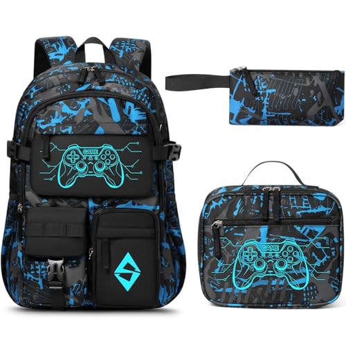 Fimibuke Backpack for School Boys, 3 PCS Cool Luminous Kids Backpacks with Lunch Box & Pencil Pouch, Toddler Teen Glow in The Dark | Backpacks4Less