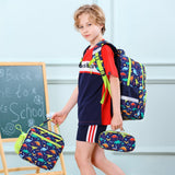 Fimibuke Kids Backpack for School Boys, 3PCS Waterproof Toddler School Bag Cute Bookbag Set with Lunch Box & Pencil Case for Preschool Kindergarten Elementary Back to School Student Ages 3 - 12, Trucks