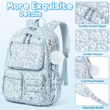 Fimibuke School Backpack for Girls Boys - 3PCS Corduroy Kids Backpack Set with Lunch Box & Pencil Pouch, Lightweight Teen Girls School Bag Laptop Bag Travel Daypack for Elementary Middle High School
