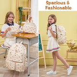 Fimibuke School Backpack for Girls Boys - 3PCS Corduroy Kids Backpack Set with Lunch Box & Pencil Pouch, Lightweight Teen Girls School Bag Laptop Bag Travel Daypack for Elementary Middle High School