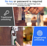 Fingerprint Lock with Key Backup, Smart keyless Waterproof Fingerprint Padlock Ideal for Gym, Door, Suitcase, Luggage Backpack, Bike, Office