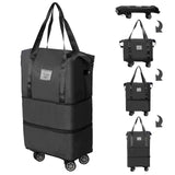 Finnhomy 50L Expandable Rolling Duffel Bag with Wheels Foldable Duffel Bag for Travel Carry on Bag with Wheels Luggage Travel bag Detachable Wheel Duffel Bag for Shopping Travel Outdoor, Black