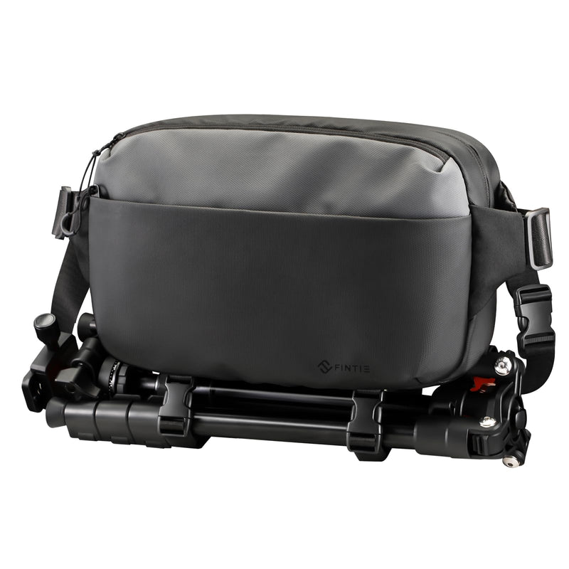 FINTIE Camera Sling Bag for DSLR/SLR/Mirrorless, Waterproof Crossbody Camera Case with Tripod Holder for Canon R50/R100/Sony A6400/Nikon Z6 III for Amateur Photographers, Black + Gray